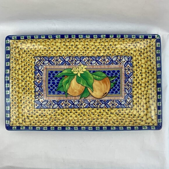 Williams Sonoma Sicily Ceramic Platter Oranges Portugal Pottery Stoneware Rustic - Picture 1 of 7